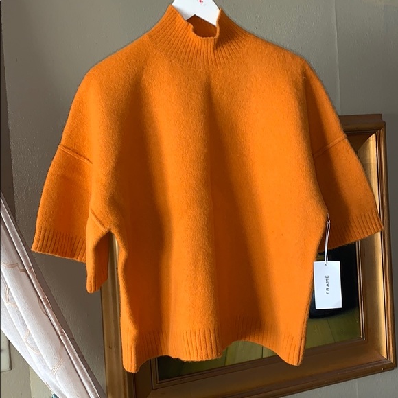 Frame Denim Tops - NWT Frame vibran orange mock neck sweater m
